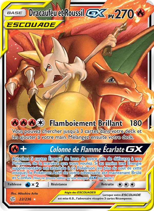 Dracaufeu et Roussil GX, carte 22 de Éclipse Cosmique