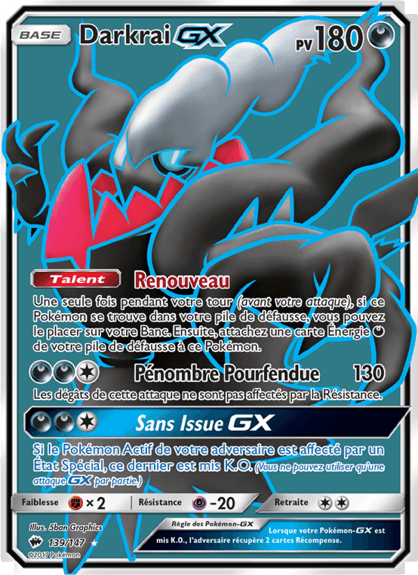 Darkrai GX, card 139 from Ombres Ardentes