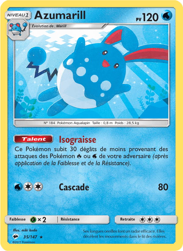Azumarill, carta 35 di Ombres Ardentes