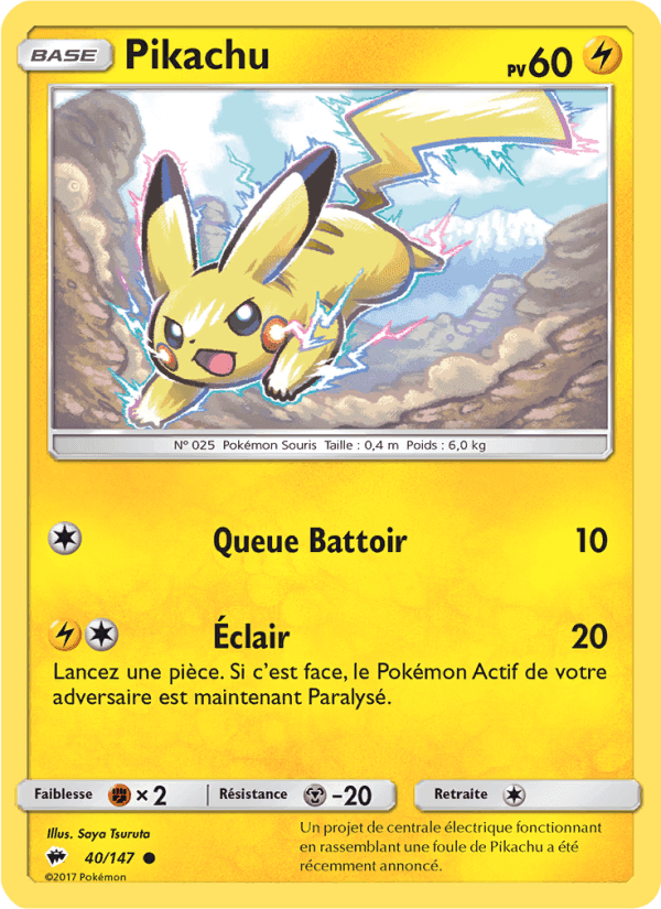 Pikachu, carta 40 di Ombres Ardentes