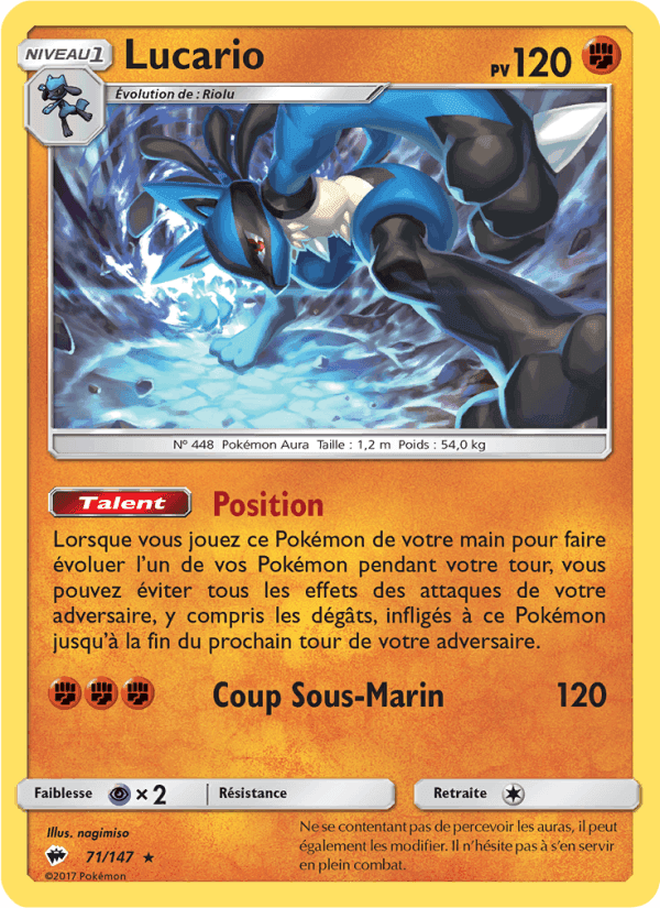 Lucario, carte 71 de Ombres Ardentes