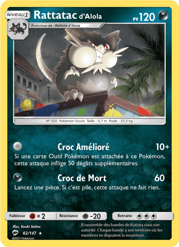 Rattatac d’Alola, carte 82 de Ombres Ardentes