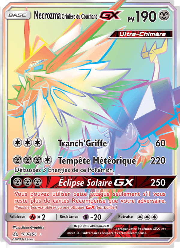 Necrozma Crinière du Couchant GX, carte 163 de Ultra-Prisme