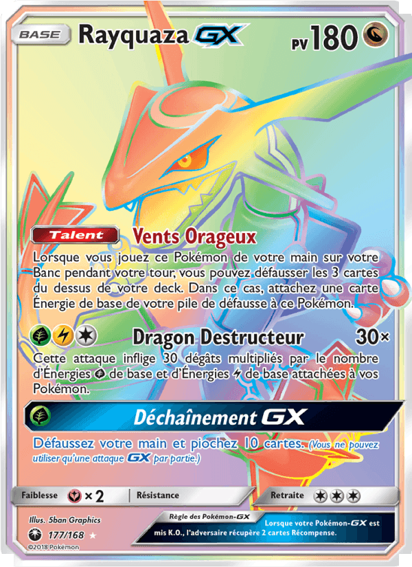 Rayquaza GX, carte 177 de Tempête Céleste