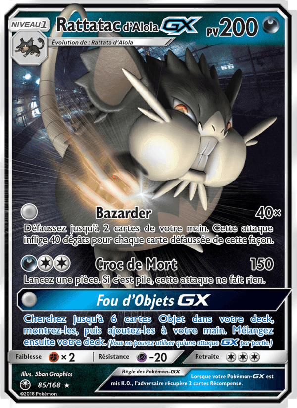 Rattatac d’Alola GX, carte 85 de Tempête Céleste