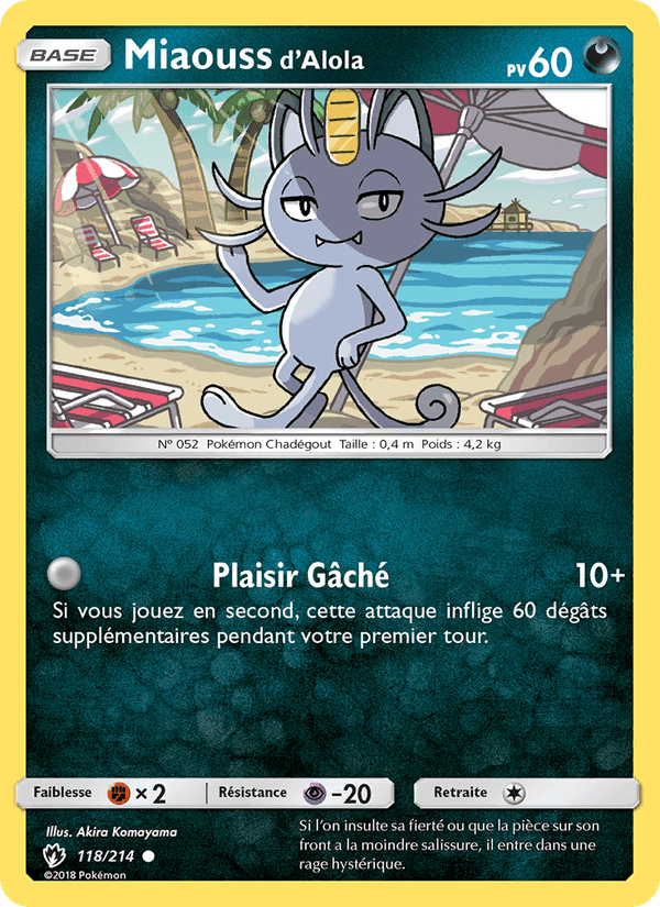 Miaouss d’Alola, carte 118 de Tonnerre Perdu