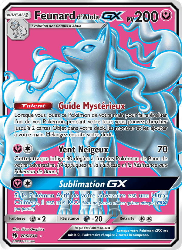 Feunard d’Alola GX, carte 205 de Tonnerre Perdu