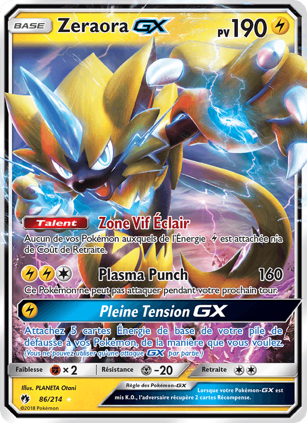 Zeraora GX, carte 86 de Tonnerre Perdu