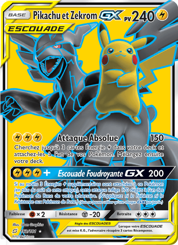 Pikachu et Zekrom GX, carte 162 de Duo de Choc