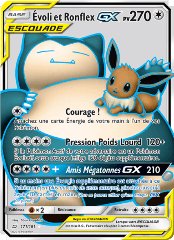 Évoli et Ronflex GX, carte 171 de Duo de Choc