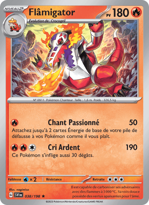 Flâmigator, carte 038 de Écarlate et Violet