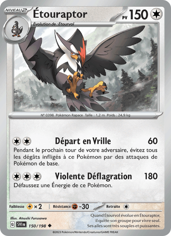 Étouraptor, carte 150 de Écarlate et Violet