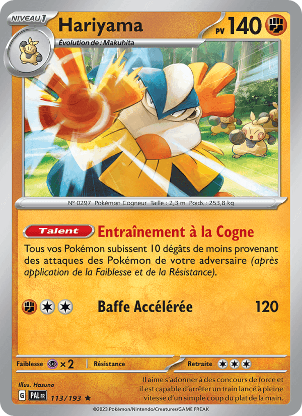 Hariyama, card 113 from Évolutions à Paldea