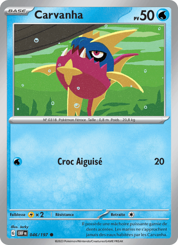 Carvanha, card 046 from Flammes Obsidiennes