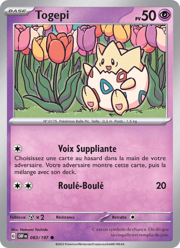 Togepi, carta 083 de Flammes Obsidiennes