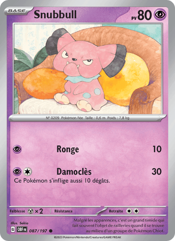 Snubbull, carte 087 de Flammes Obsidiennes