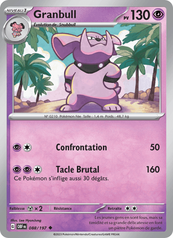 Granbull, card 088 from Flammes Obsidiennes