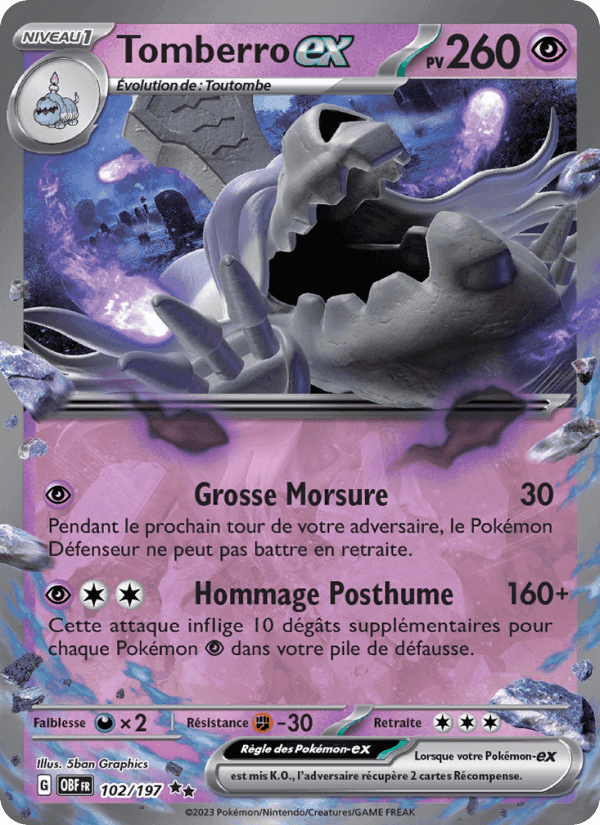 Tomberro-ex, carte 102 de Flammes Obsidiennes