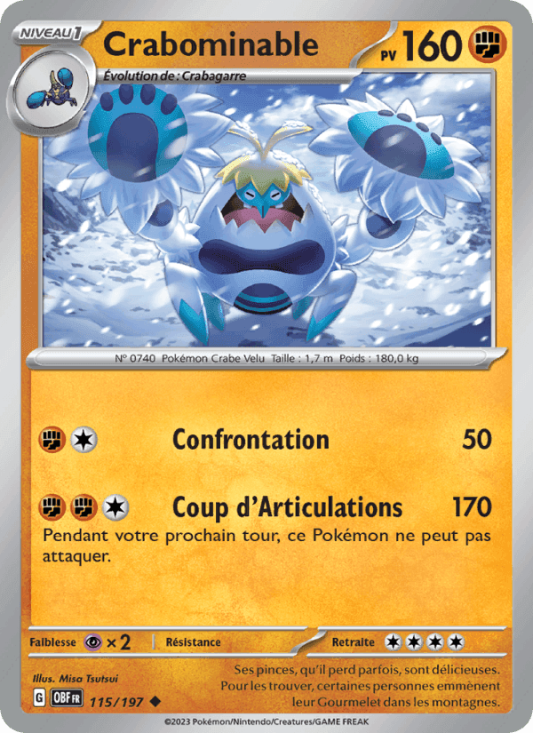 Crabominable, carte 115 de Flammes Obsidiennes