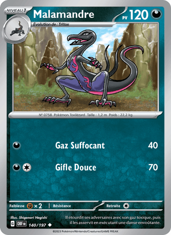 Malamandre, carte 140 de Flammes Obsidiennes
