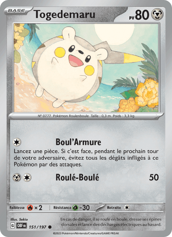 Togedemaru, card 151 from Flammes Obsidiennes