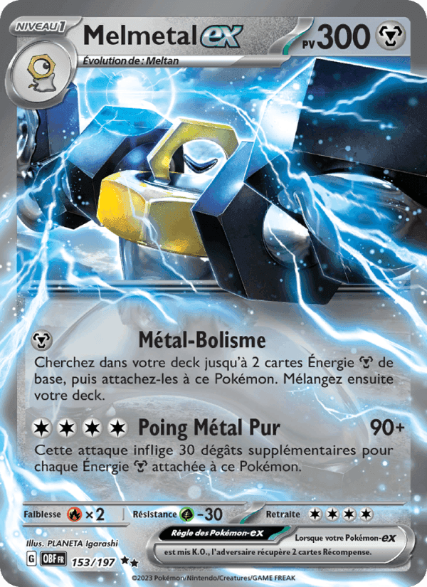 Melmetal-ex, carte 153 de Flammes Obsidiennes