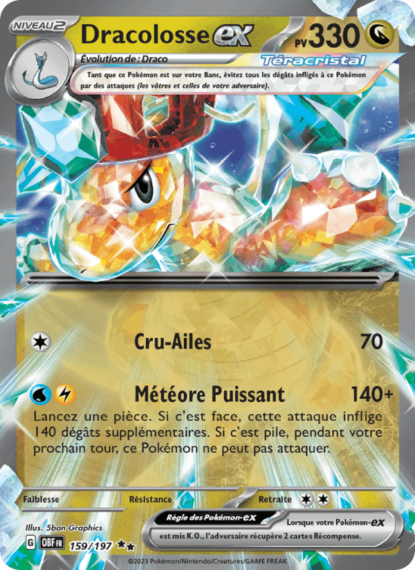 Dracolosse-ex, carte 159 de Flammes Obsidiennes