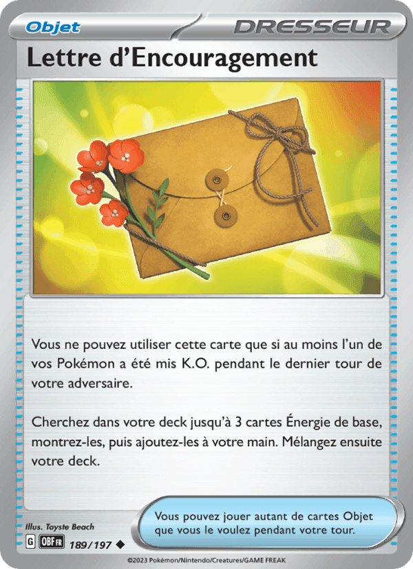 Lettre d'Encouragement, card 189 from Flammes Obsidiennes
