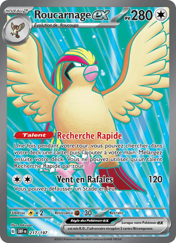 Roucarnage-ex, card 217 from Flammes Obsidiennes