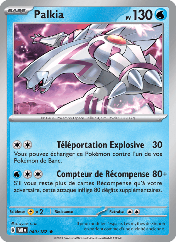Palkia, carte 040 de Faille Paradoxe