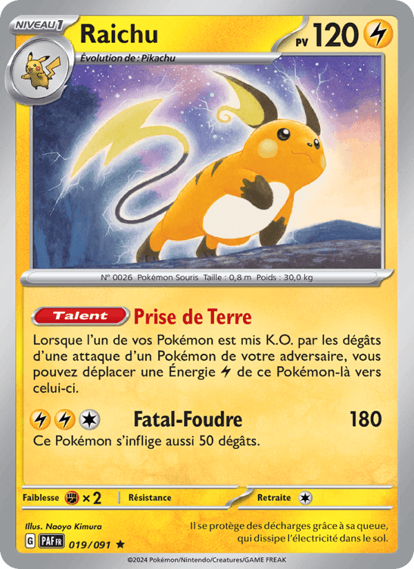 Raichu, carte 019 de Destinées de Paldea