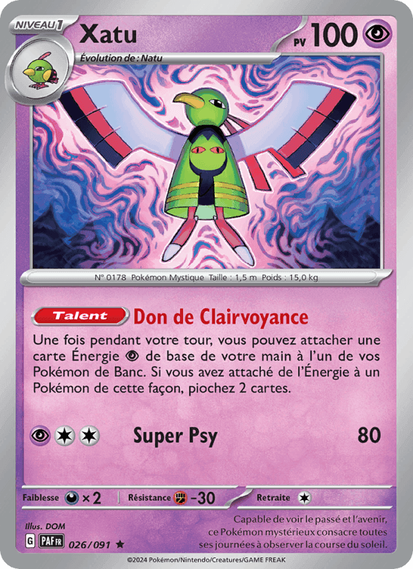 Xatu, carte 026 de Destinées de Paldea
