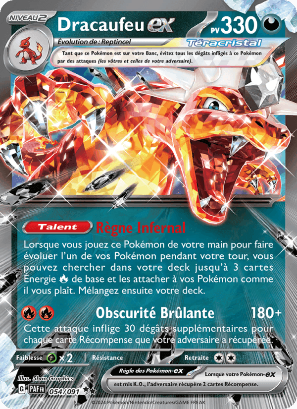 Dracaufeu-ex, carte 054 de Destinées de Paldea