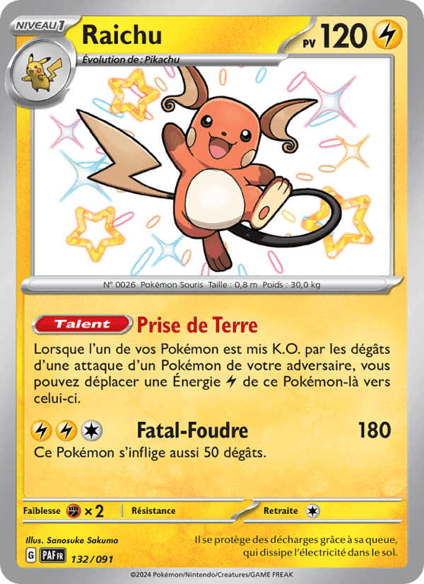 Raichu, carte 132 de Destinées de Paldea