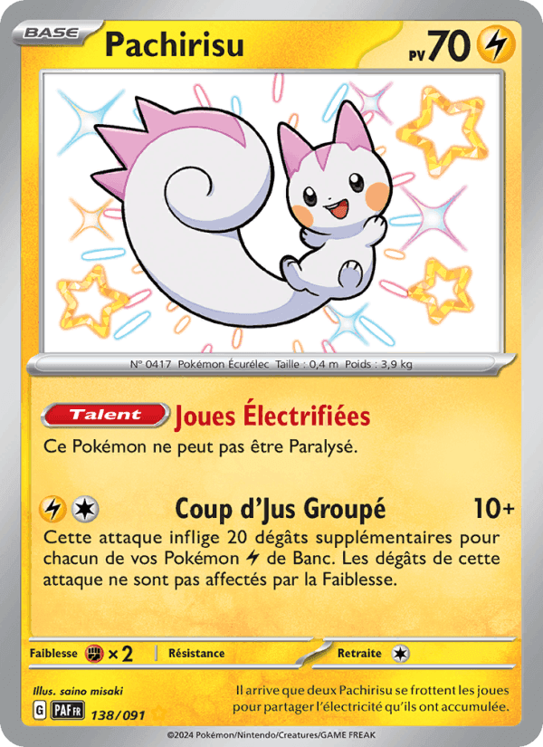 Pachirisu, carta 138 de Destinées de Paldea