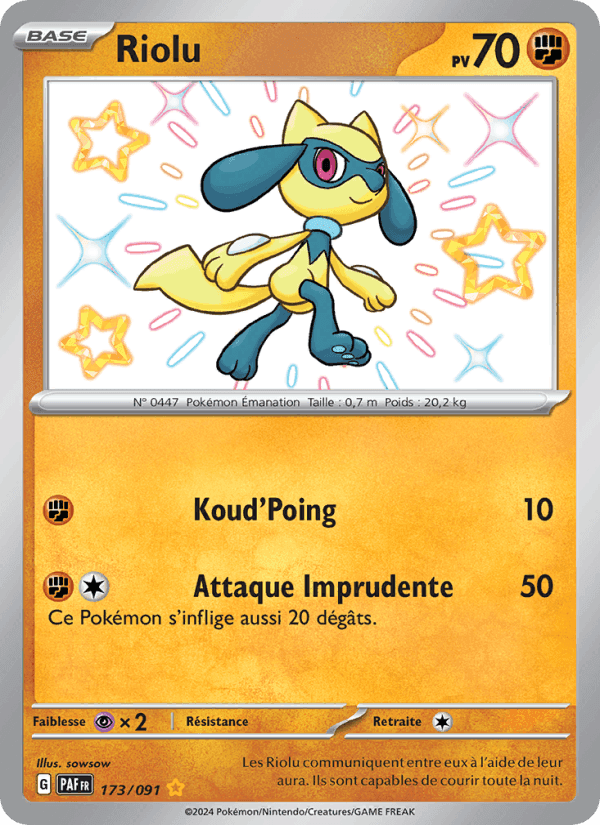 Riolu, carte 173 de Destinées de Paldea