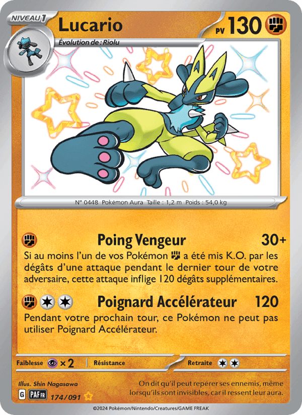 Lucario, carta 174 de Destinées de Paldea