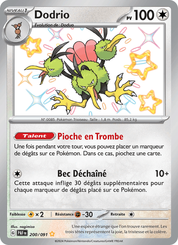 Dodrio, carte 200 de Destinées de Paldea
