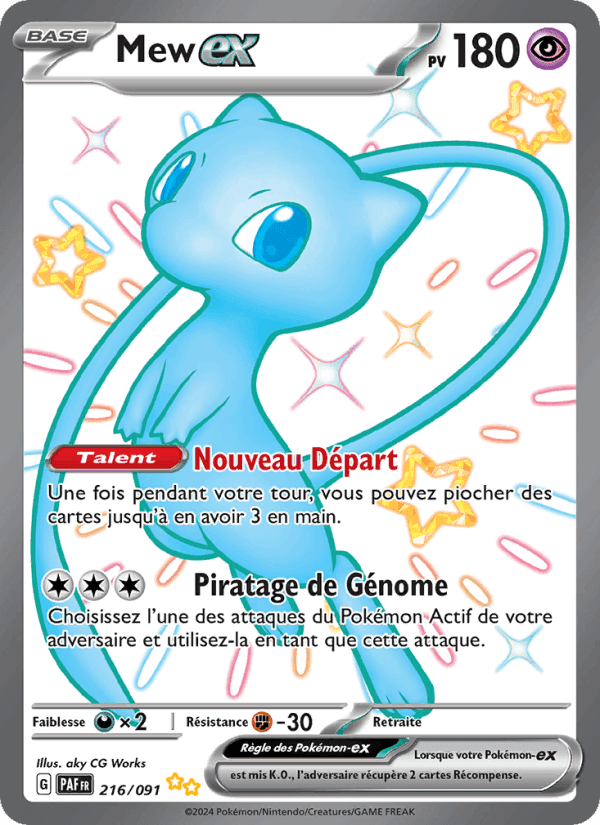 Mew-ex, carte 216 de Destinées de Paldea