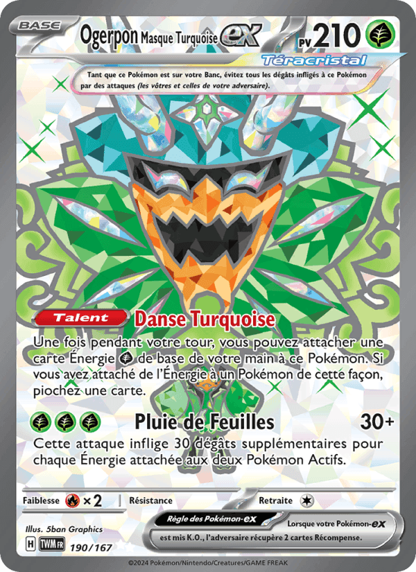Ogerpon Masque Turquoise-ex, card 190 from Mascarade Crépusculaire
