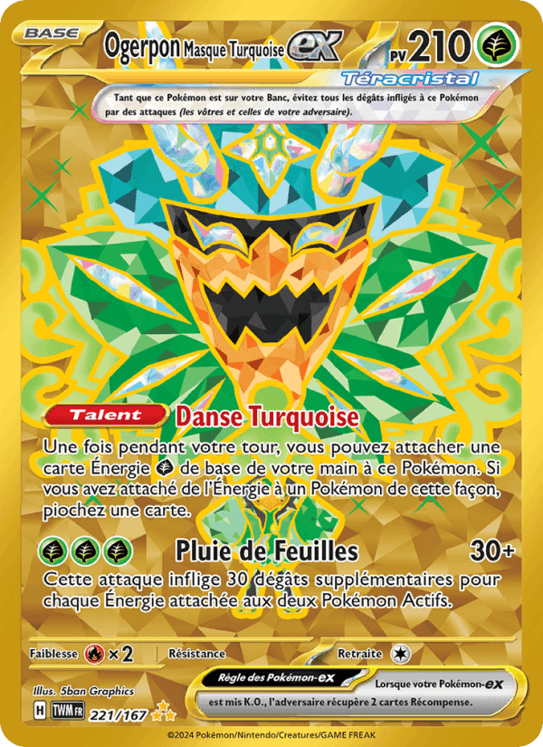 Ogerpon Masque Turquoise-ex, carte 221 de Mascarade Crépusculaire