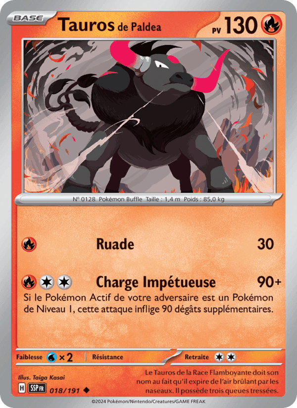 Tauros de Paldea, carte 018 de Étincelles Déferlantes