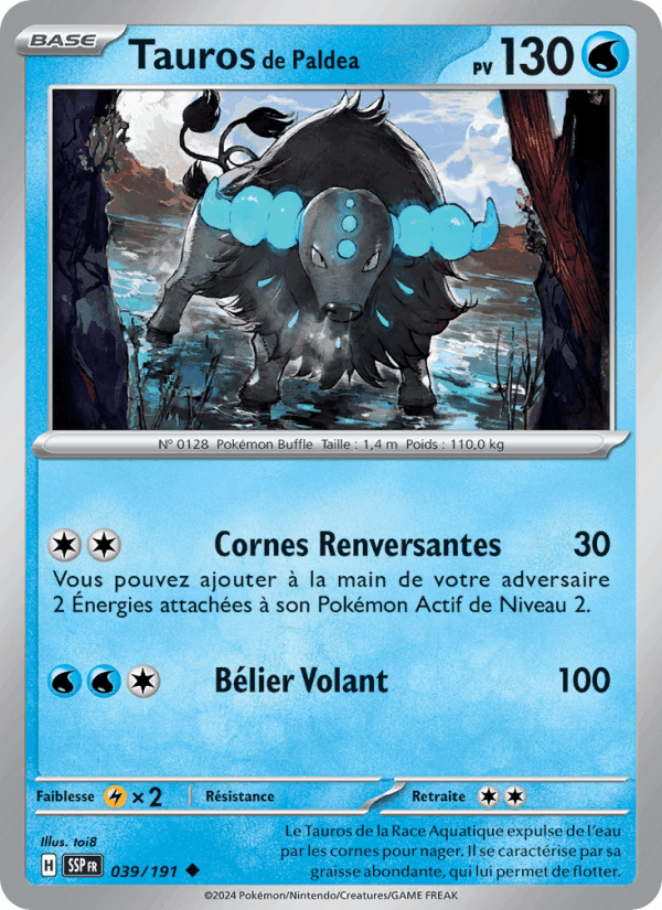 Tauros de Paldea, carte 039 de Étincelles Déferlantes