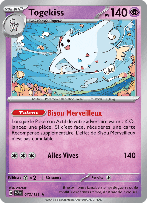 Togekiss, card 072 from Étincelles Déferlantes