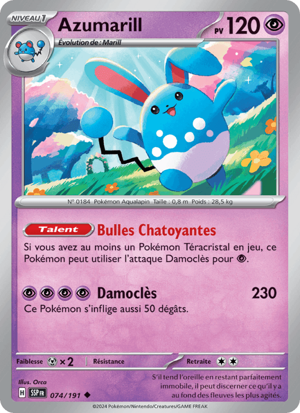Azumarill, carta 074 di Étincelles Déferlantes