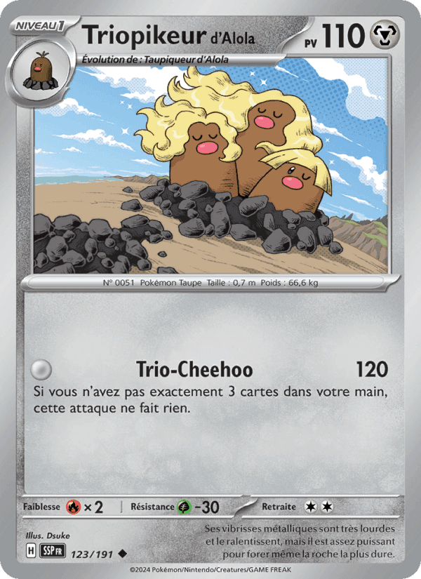 Triopikeur d'Alola, carta 123 de Étincelles Déferlantes