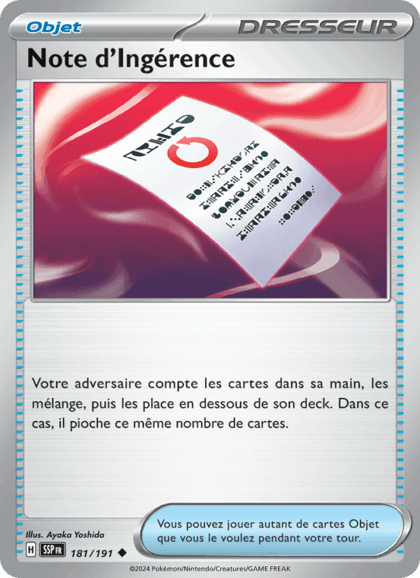 Note d'Ingérence, carte 181 de Étincelles Déferlantes