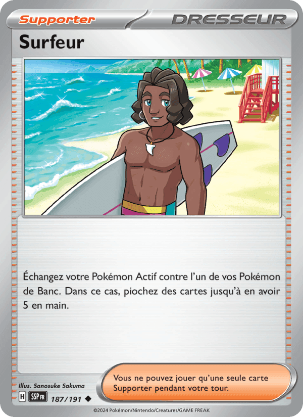 Surfeur, carte 187 de Étincelles Déferlantes