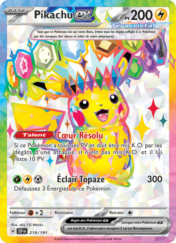 Pikachu-ex, carte 219 de Étincelles Déferlantes