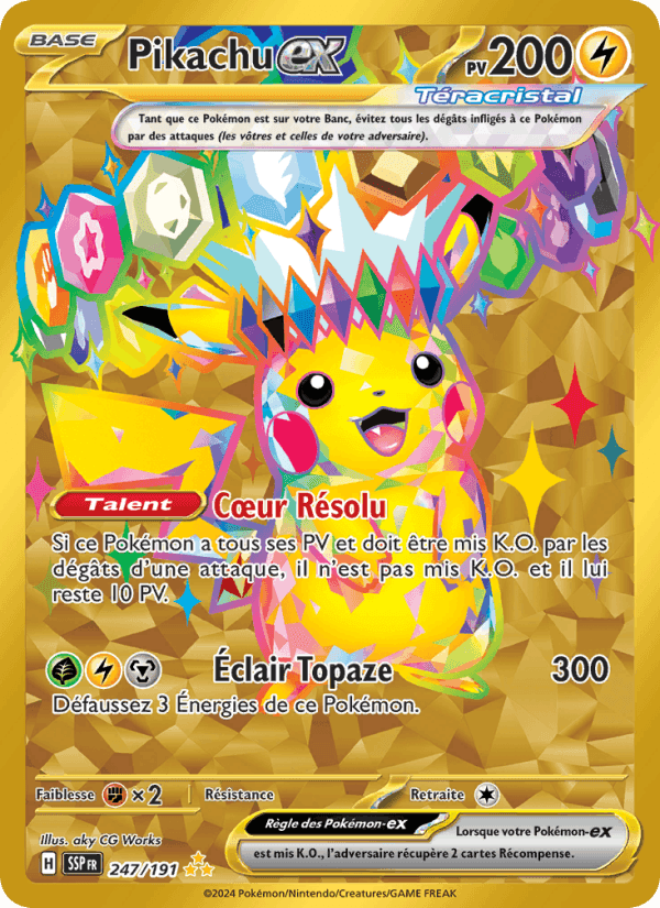 Pikachu-ex, carte 247 de Étincelles Déferlantes